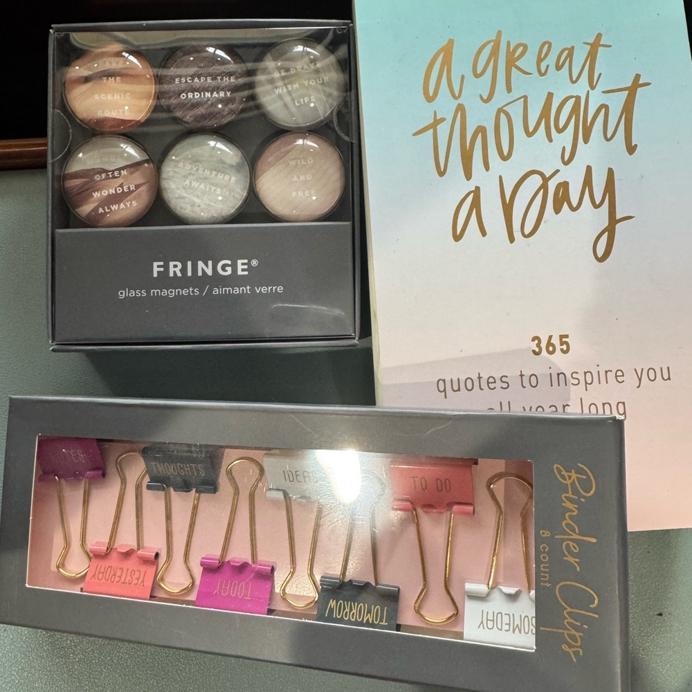 Glass Magnets, 365 day Journal Notebook and Binder Clips Set.